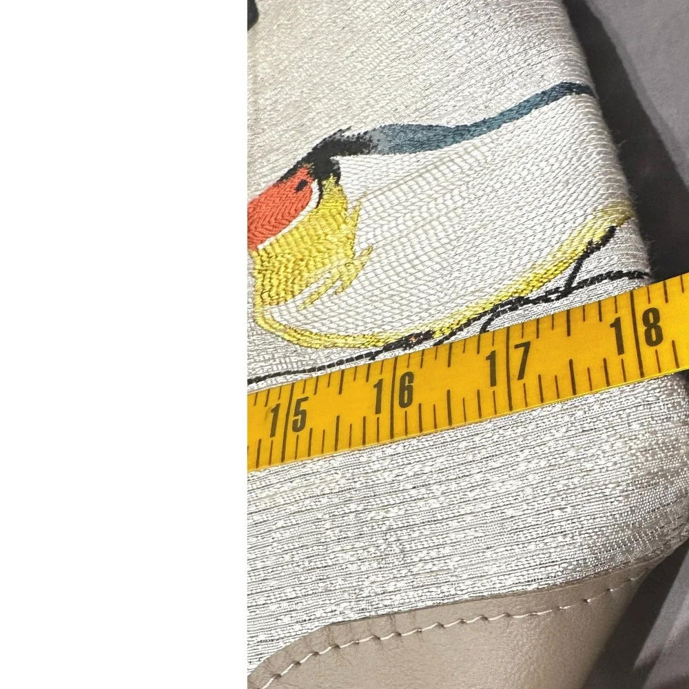 HandMade Bird Tapestry Tote Bag Womens Large Tan Embroidered Finch Design‎